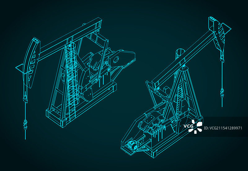 油泵机等轴测蓝图图片素材