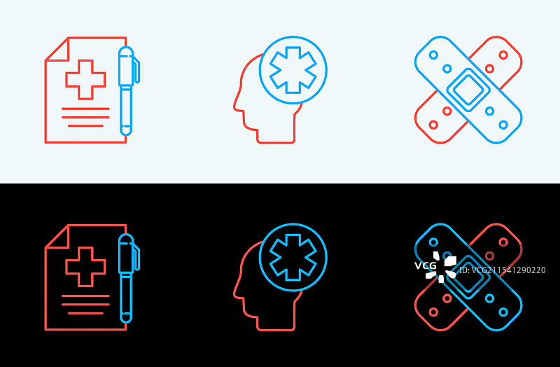 医疗用绷带贴片设置线条交叉图片素材