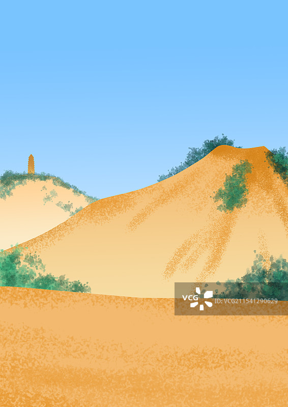 黄土高原插画图片素材