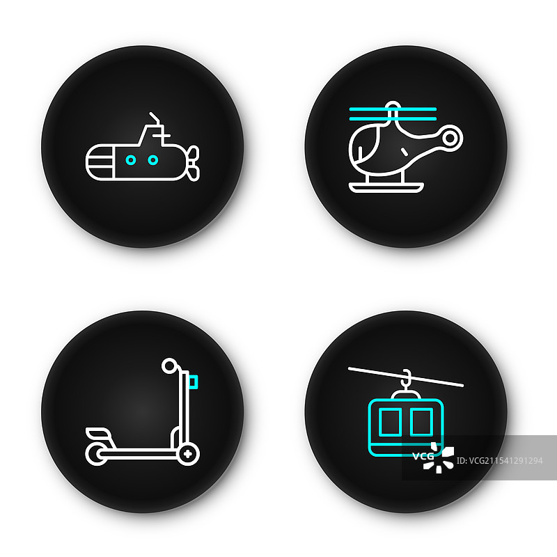 设置线路缆车滑板车直升机和图片素材