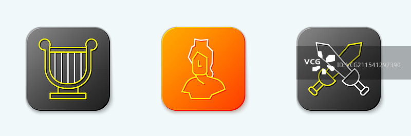 古代竖琴半身雕塑与交叉线条图片素材