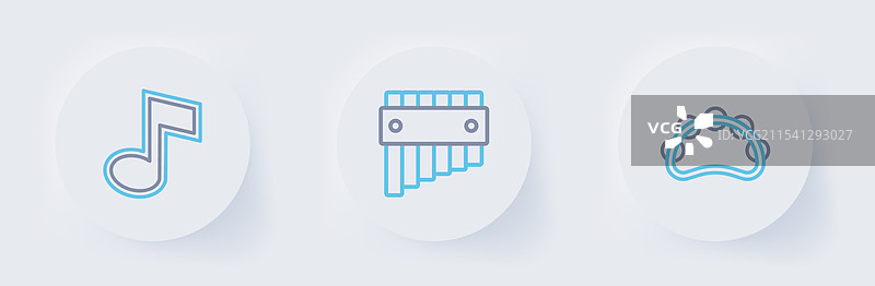 定音鼓、手鼓、潘笛和音符音调图片素材