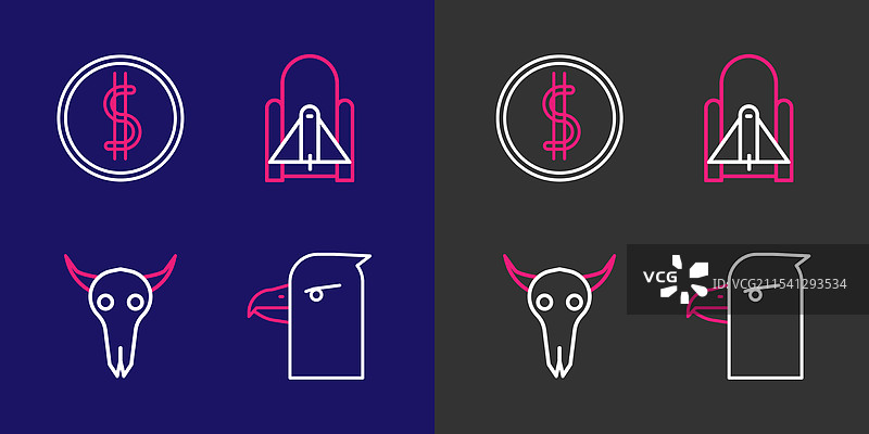 设置线条鹰头水牛头骨火箭发射图片素材