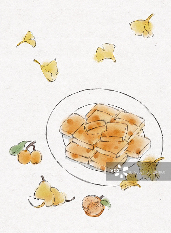秋梨糕插画图片素材