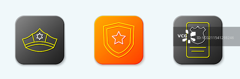 警察帽子，带有徽章和身份证的警察制服图片素材