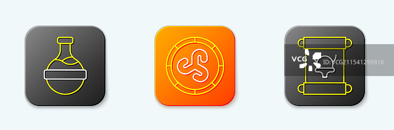 维京人和药水盾牌的瓶子设置图片素材