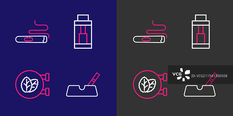 烟灰缸与香烟烟草叶商店的陈列图片素材