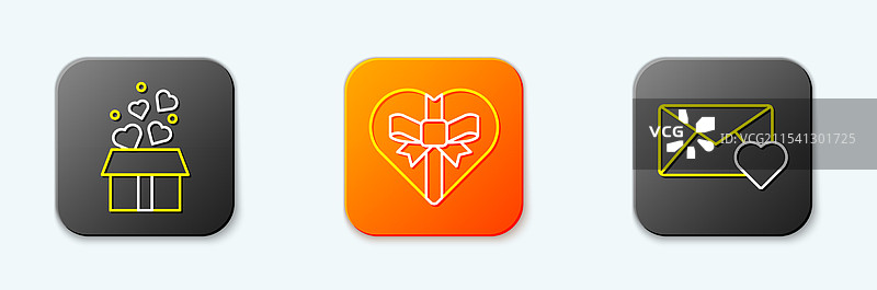 心形糖果礼盒与线条装饰图片素材