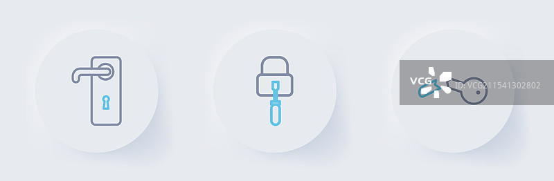 锁具撬锁工具套件，包括断线钥匙和锁芯撬棒图片素材