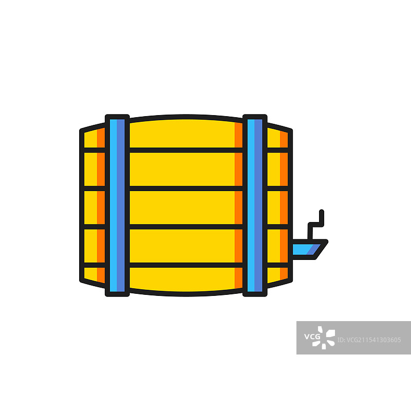 彩色木桶图标，背景为白色图片素材