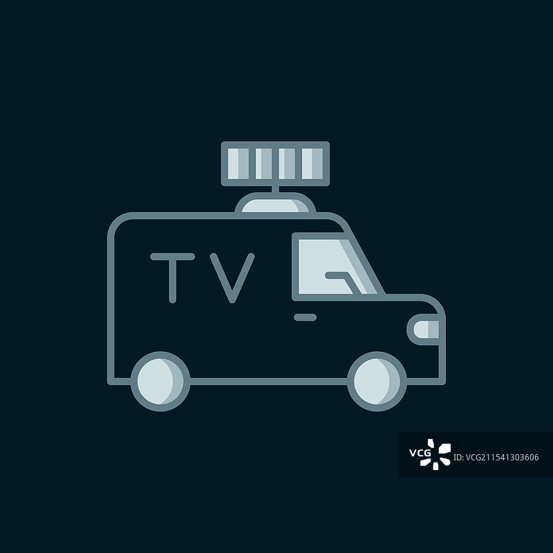带有屋顶设备的新闻车图标图片素材