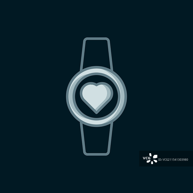 线条智能手表图标，孤立在黑色背景上图片素材