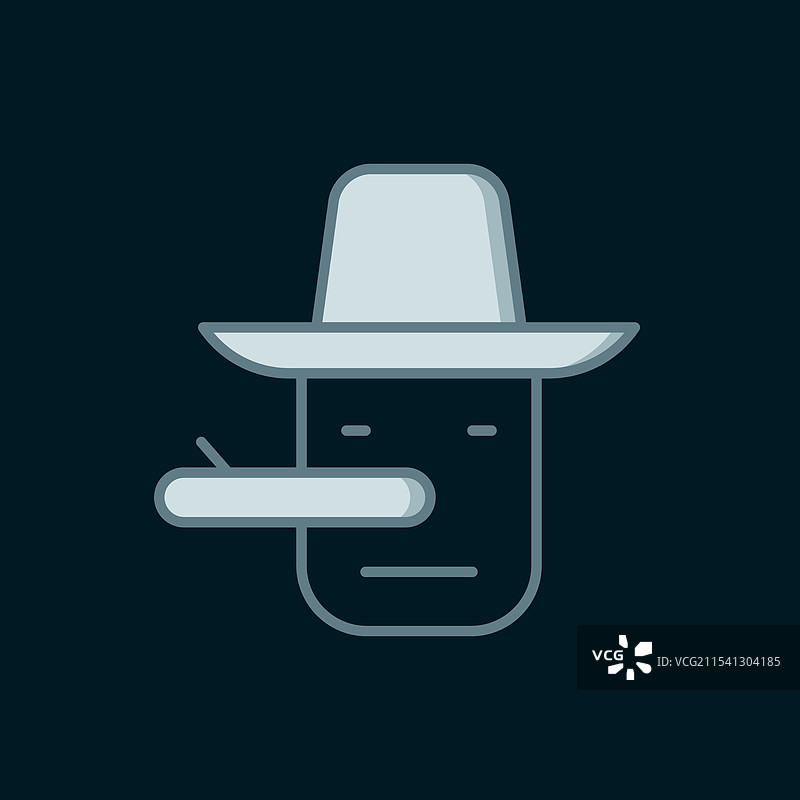 皮诺丘图标在黑色背景上孤立显示图片素材