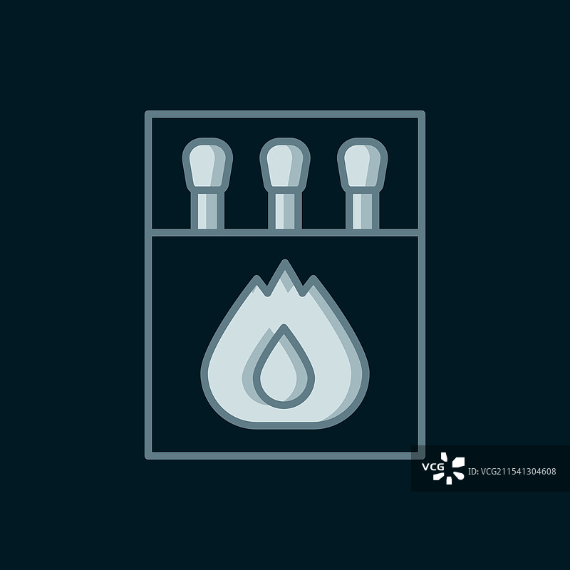 火柴盒和火柴图标的线条开放设计图片素材