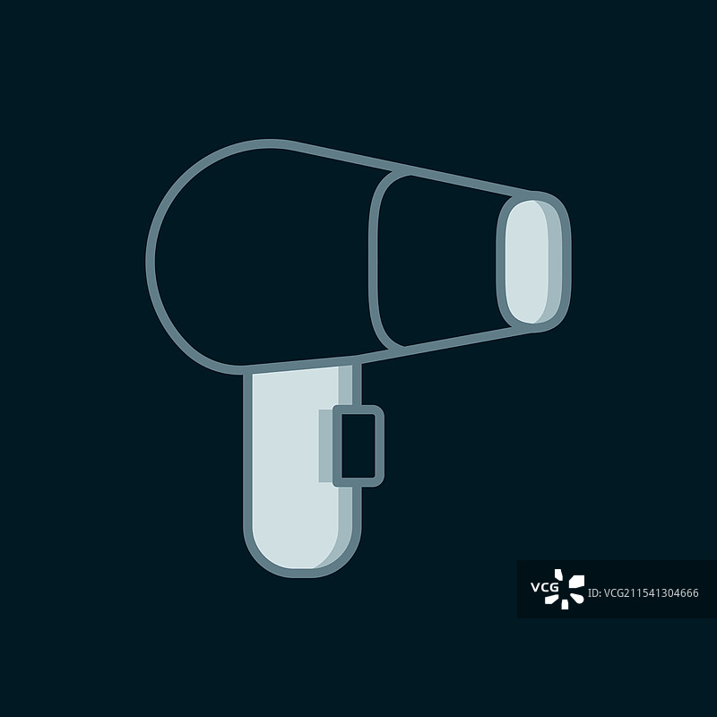 黑色背景上的线条发吹风机图标图片素材