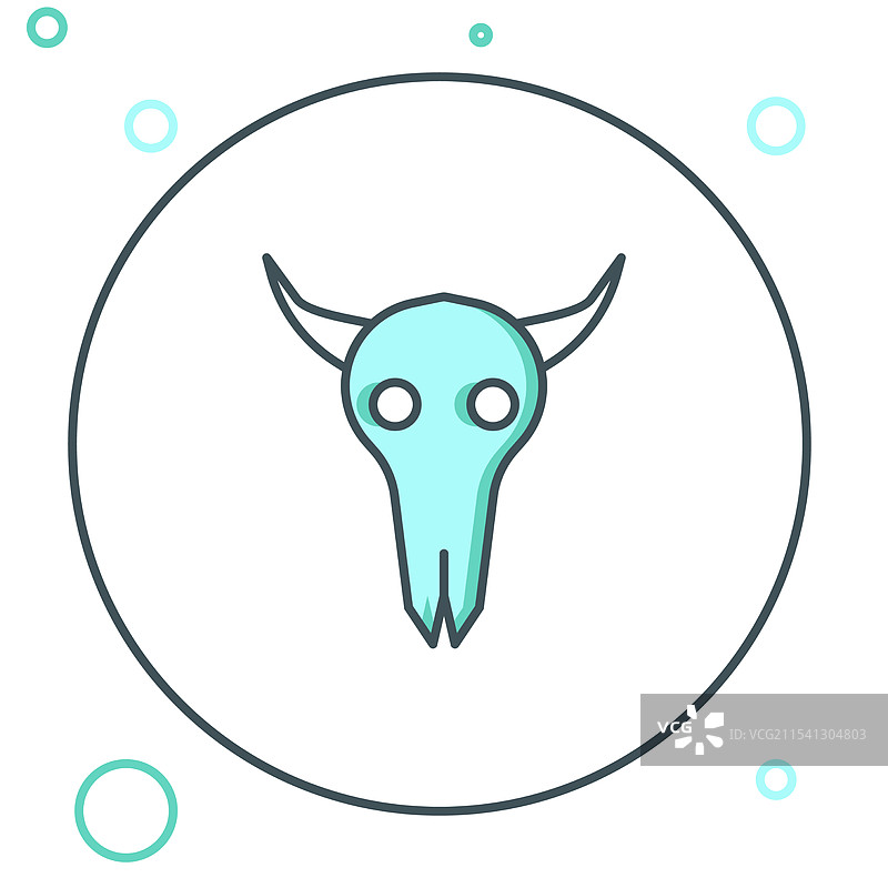 白色背景上的线条水牛头骨图标图片素材