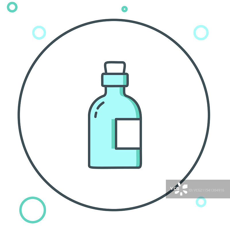 线条酒精饮料朗姆酒瓶图标孤立于图片素材