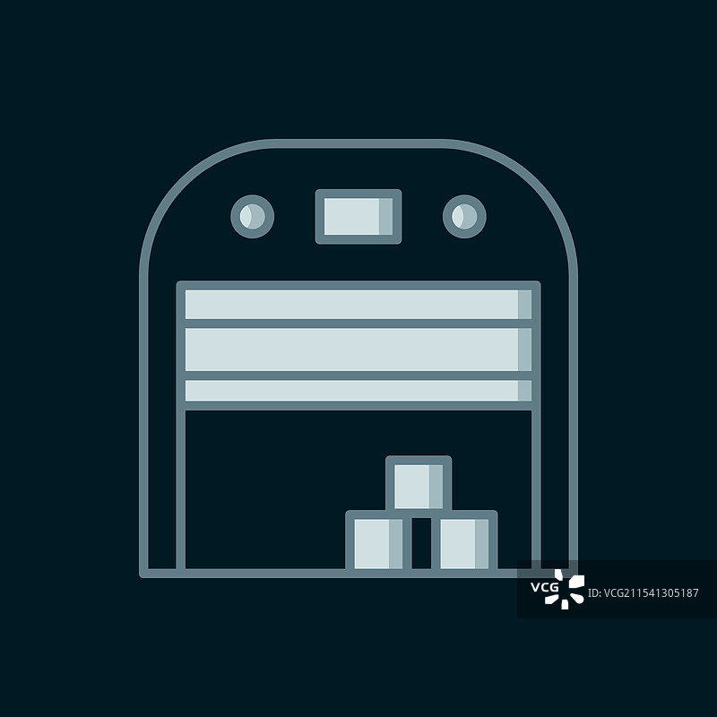 黑色背景上的线条飞机库图标图片素材