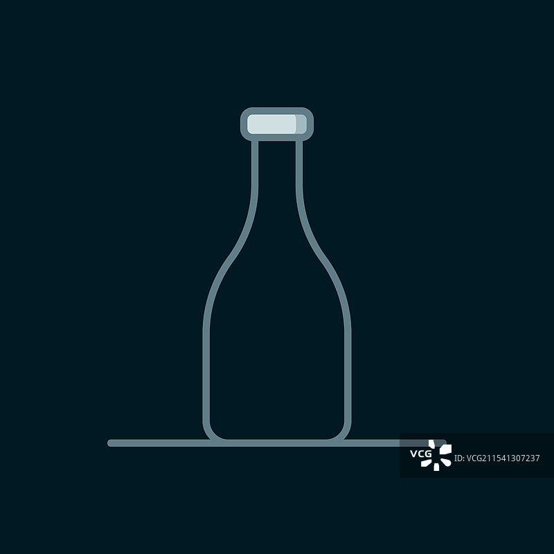 黑色背景上的线条酒瓶图标图片素材