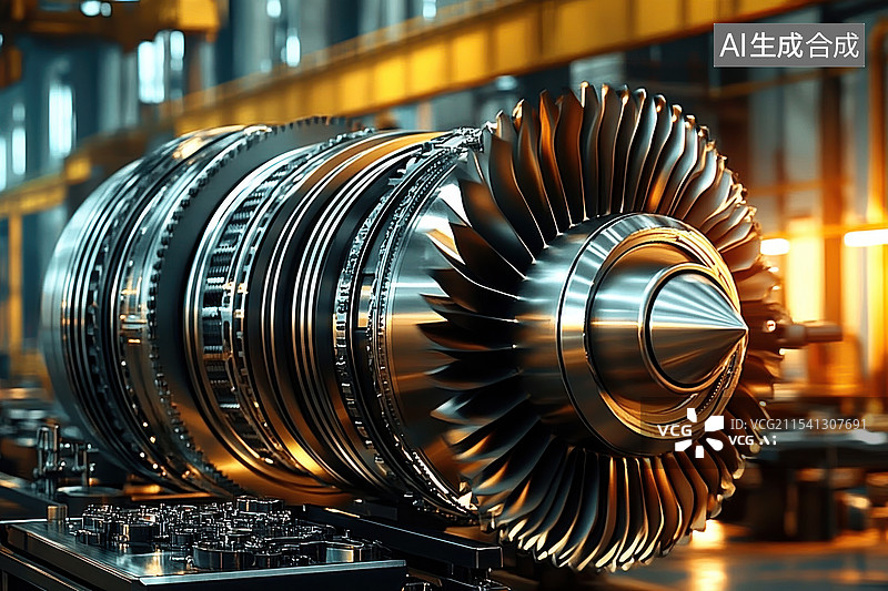 【AI数字艺术】涡轮发动机轴承的特写图片素材