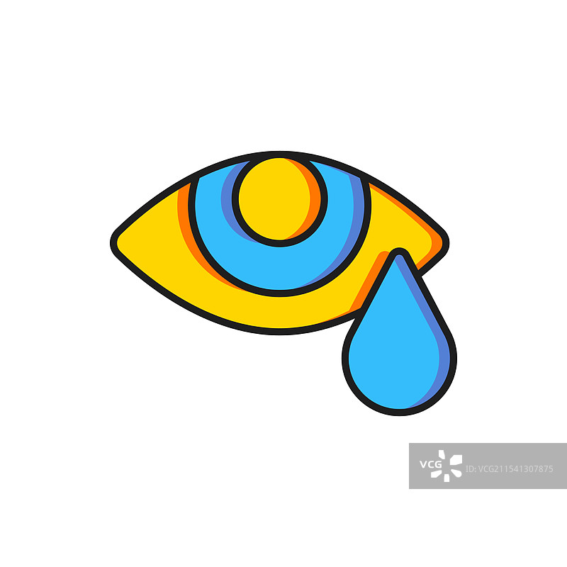 孤立在白色背景上的彩色泪水哭泣眼睛图标图片素材