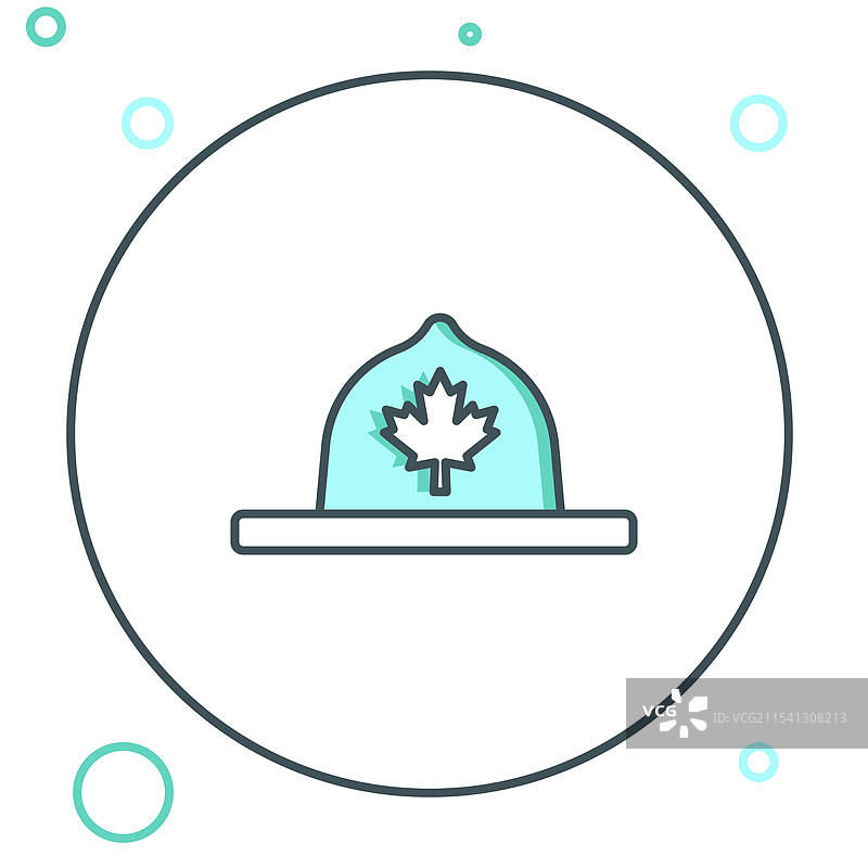 加拿大游骑兵帽子制服图标，线条风格，孤立背景图片素材