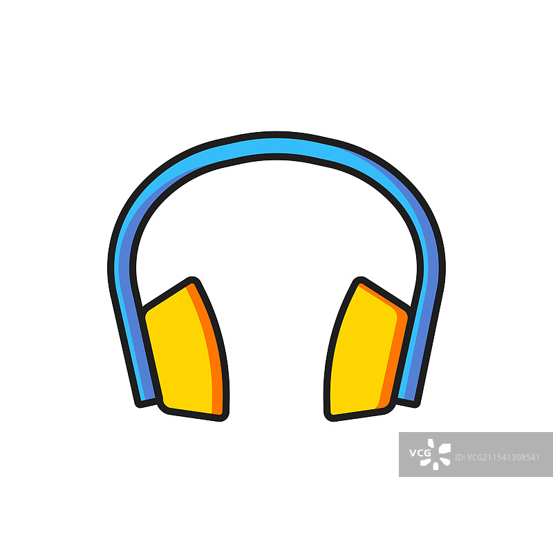 隔离的彩色降噪耳机图标图片素材