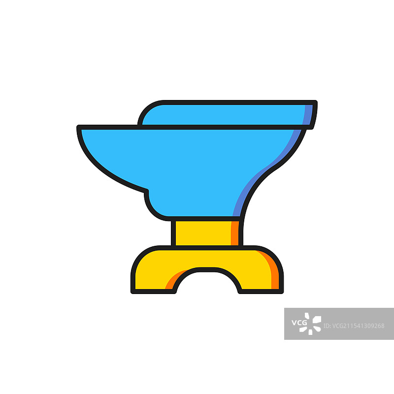 黑smithing用的彩色铁砧和锤子图标图片素材
