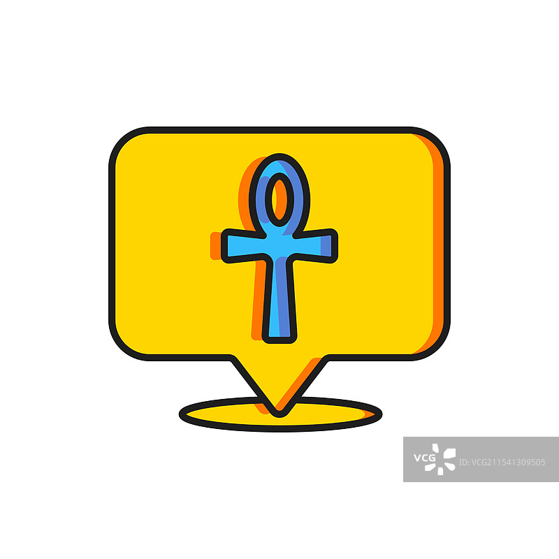 彩色交叉安卡十字图标，背景为白色图片素材