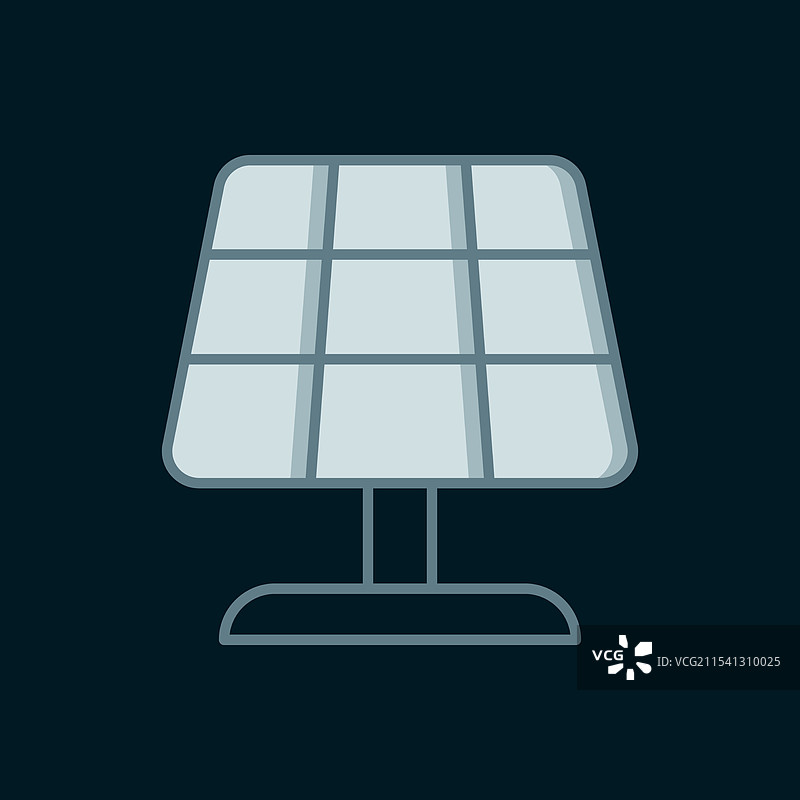 黑色背景上的线条太阳能电池板图标图片素材