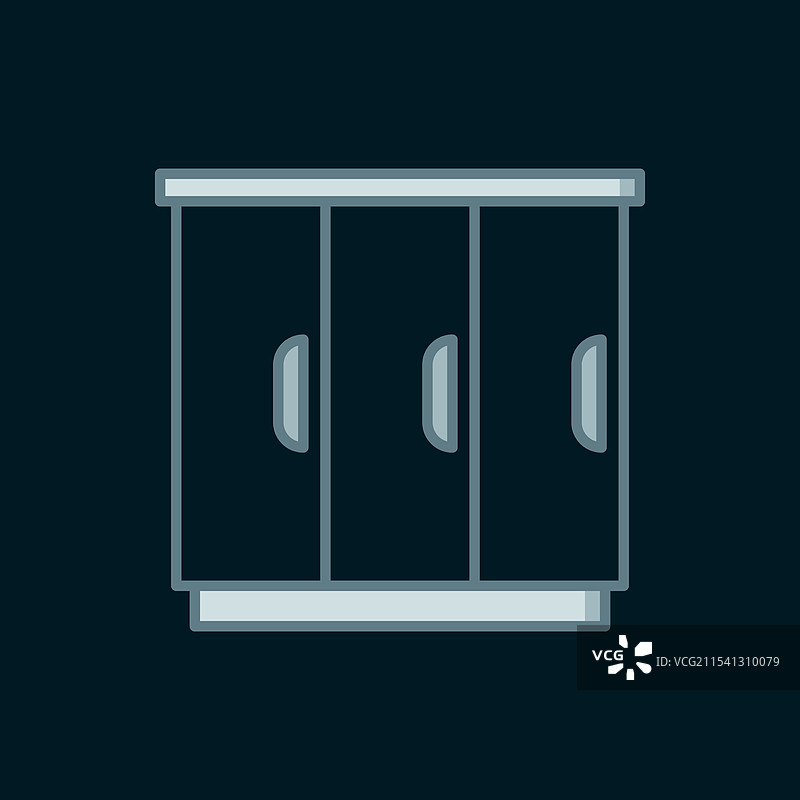 线条衣柜图标，背景为黑色图片素材