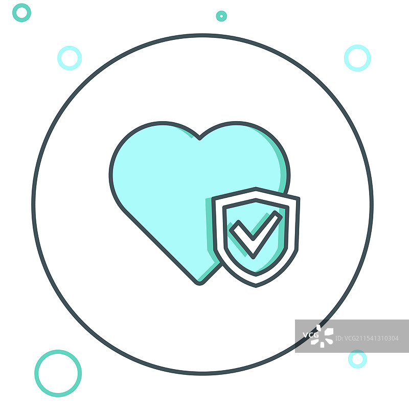 带盾牌图标的寿险线条图标图片素材