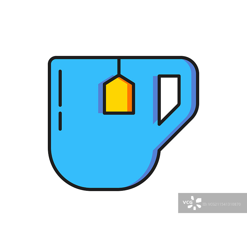 带茶包的彩色茶杯图标图片素材