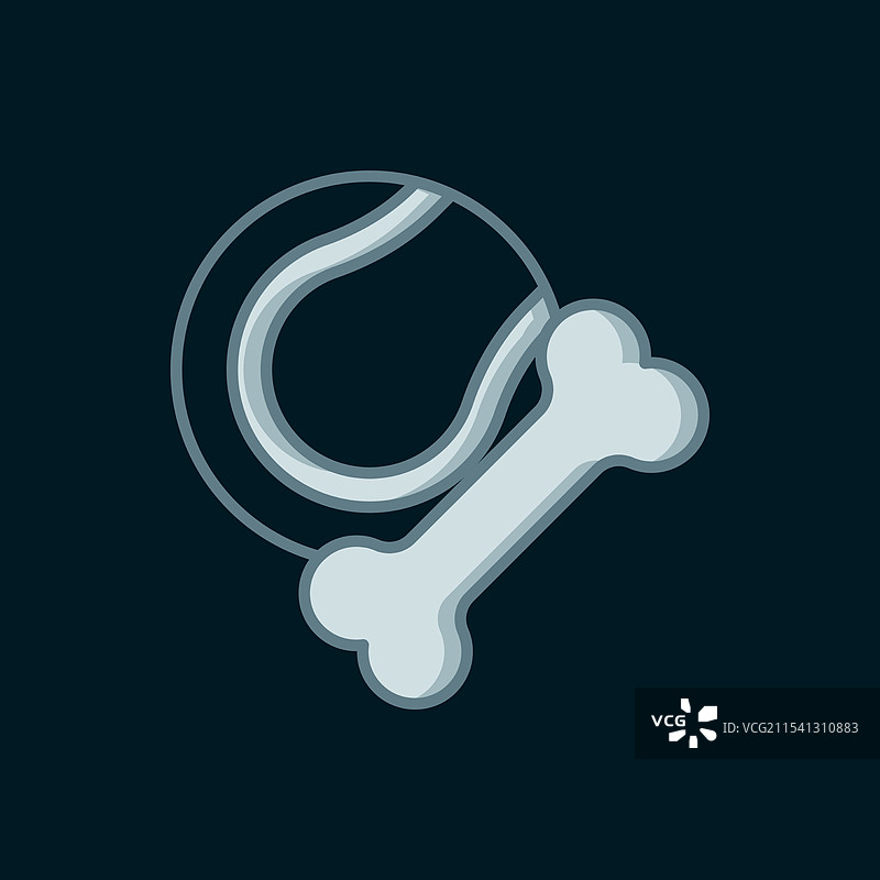 橡胶骨头和球的宠物玩具图标孤立展示图片素材