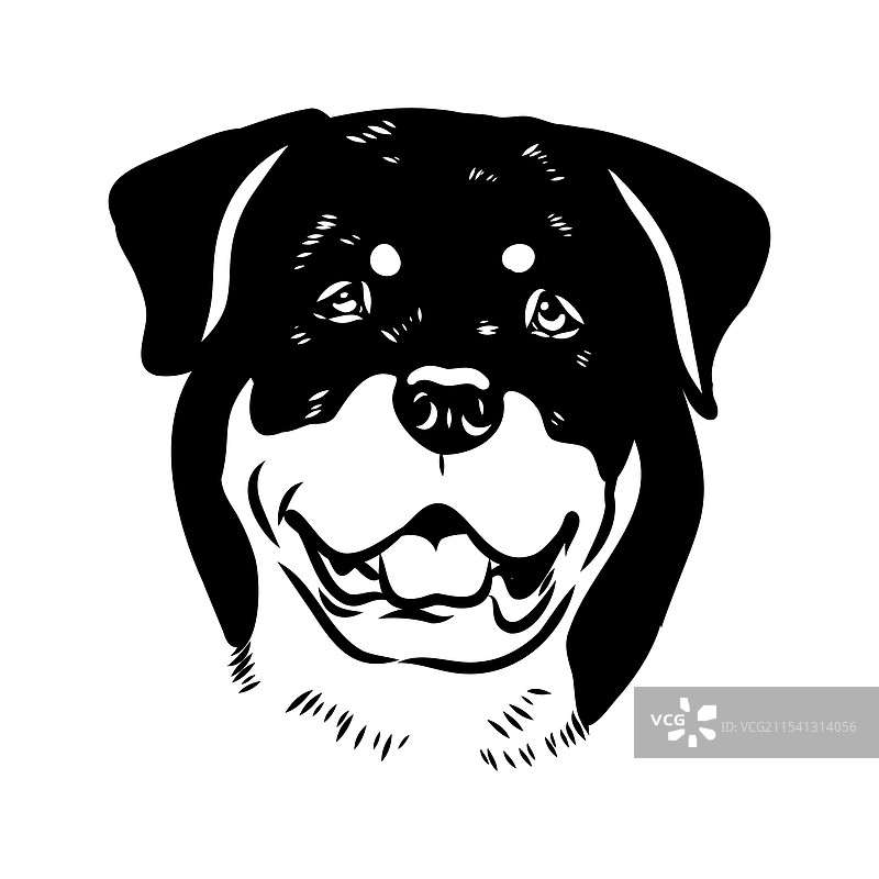 一笔画的罗威纳犬黑色曲线涂鸦图片素材