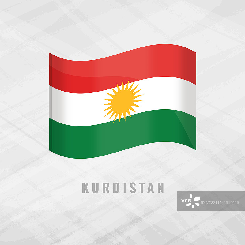 库尔德斯坦国旗的3D飘扬旗帜图片素材