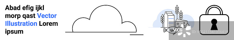 带有食品产品和挂锁的云存储图片素材