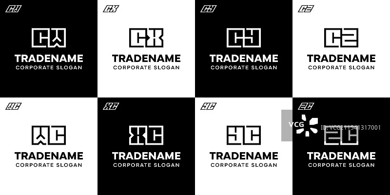 字母 cw wc cx xc cy yc cz zc 方形和图片素材