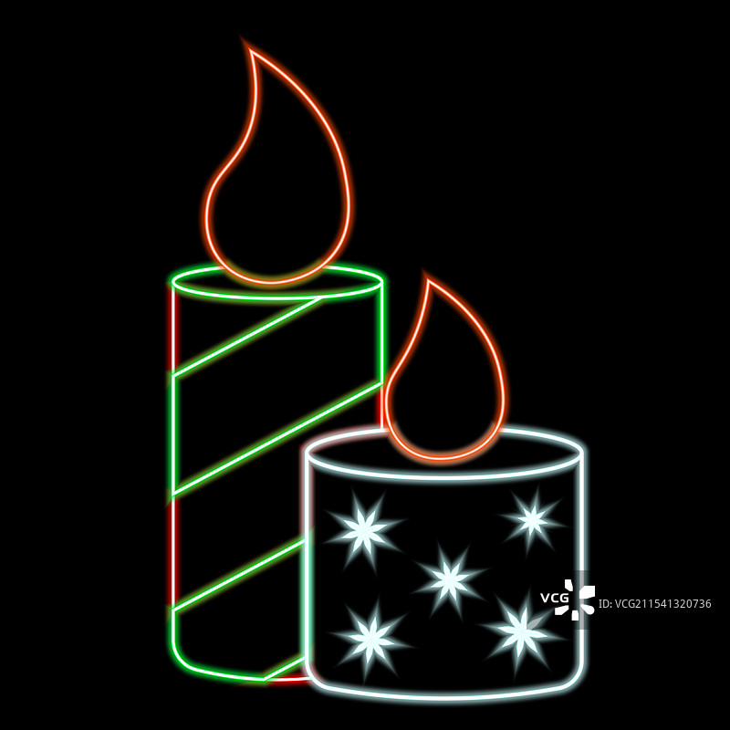 两个圣诞蜡烛的霓虹效果图片素材