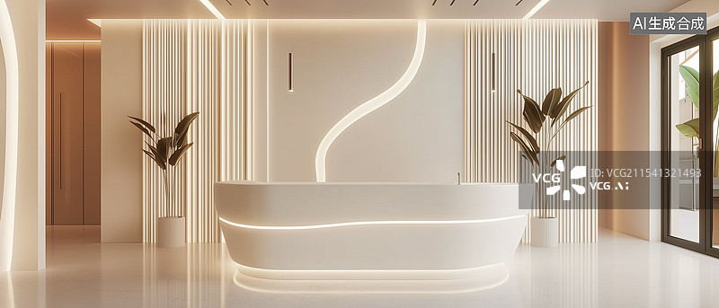 【AI数字艺术】现代风格室内前台设计场景图片素材