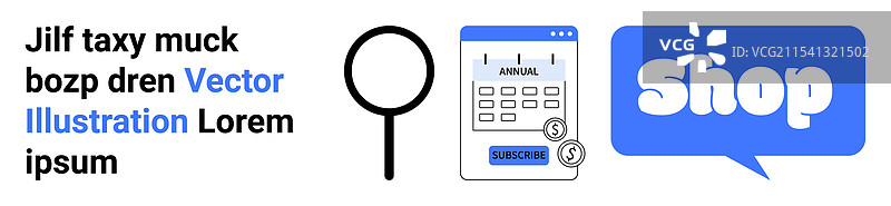 现代排版与日历图标和购物元素图片素材