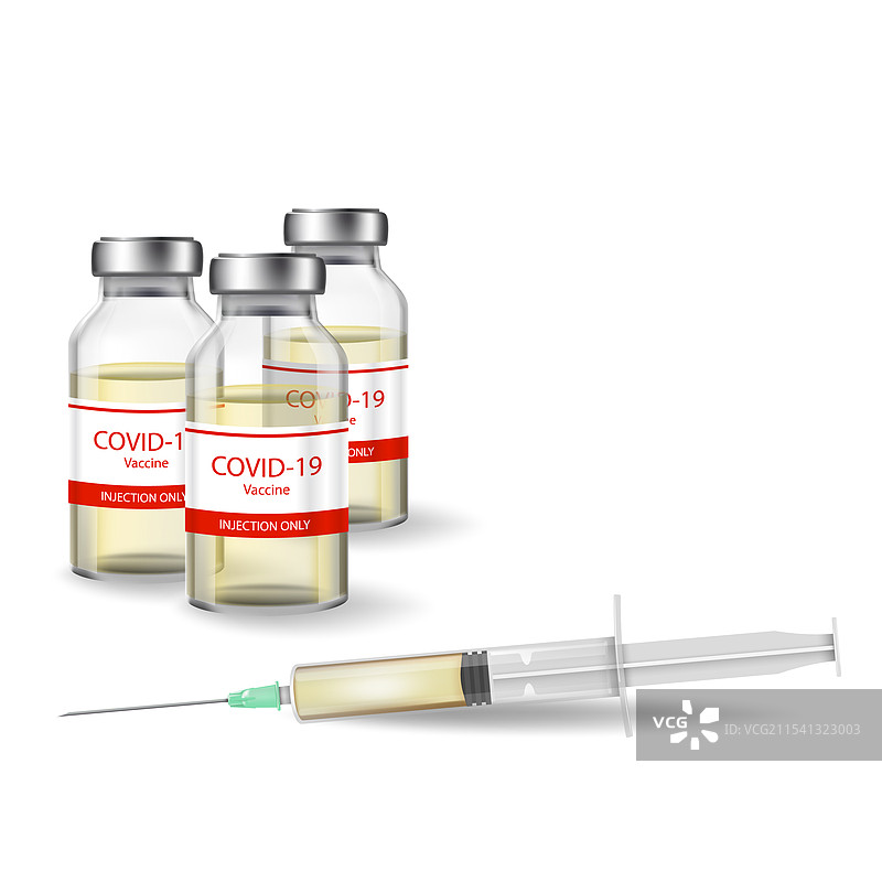 白色背景上的新冠疫苗瓶图片素材