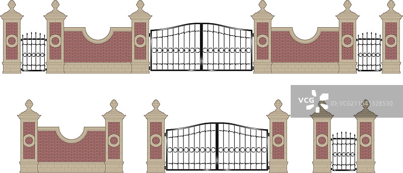 锻造铁门与柱子图片素材