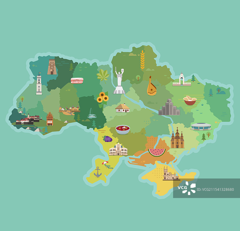 乌克兰的风格化地图图片素材