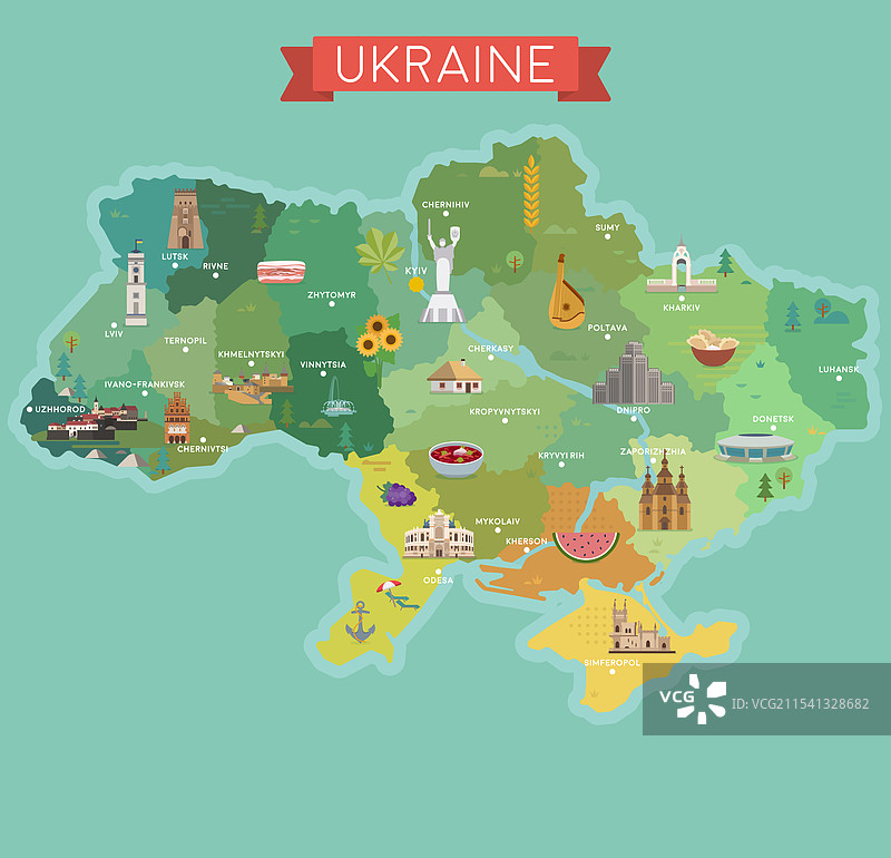 乌克兰的风格化地图图片素材