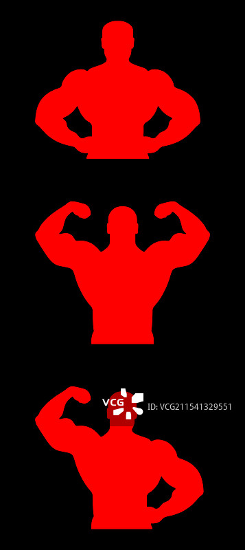 肌肉发达的健美运动员剪影图片素材