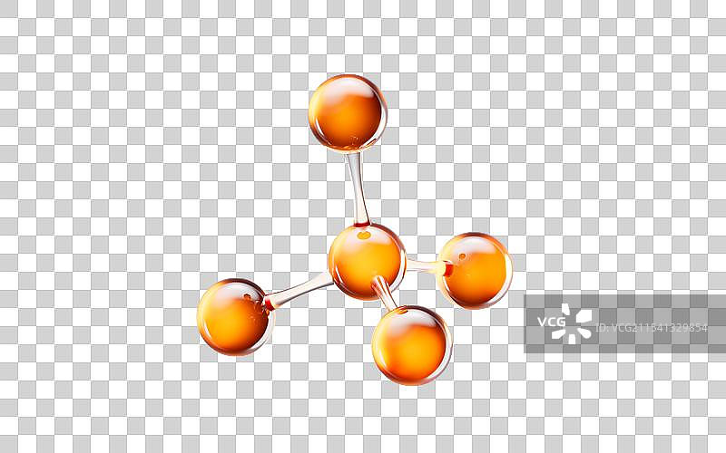 金色透明护肤品医药分子三维渲染图片素材