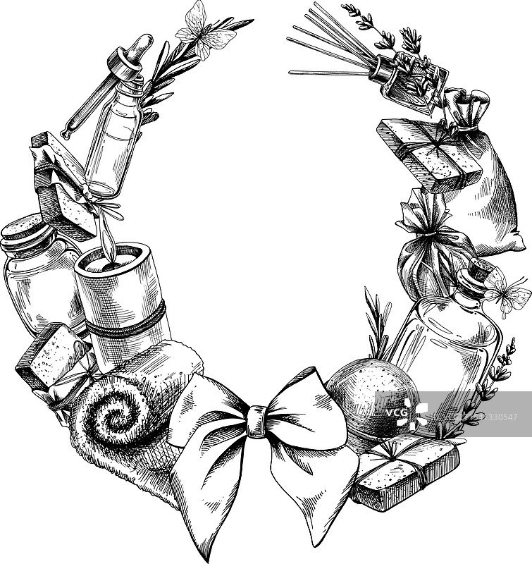 手工化妆品香皂、浴球和蜡烛图片素材