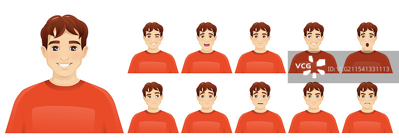 年轻男性表情集图片素材