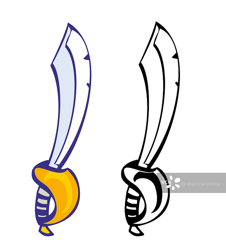 海盗剑或刀平面图图片素材